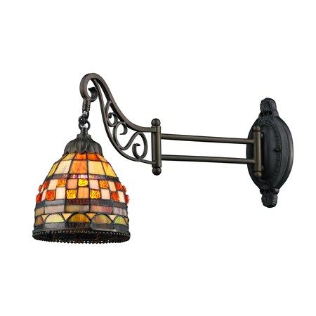 Elk Lighting Jewelstone 1-Lght Swingarm Wall LmpTiffany Brnz w/Tiffany Style Glss 079-TB-10